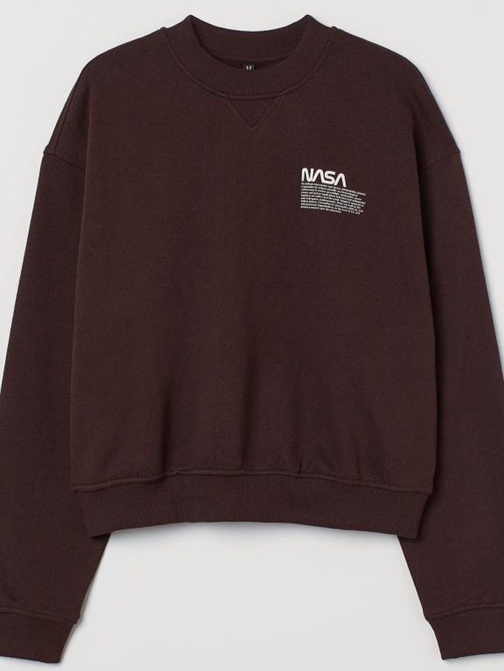 H&M Divided Brown Cozy NASA Sweatshirt, slightly cropped style